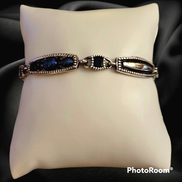 LC Lauren Conrad Jewelry - LAUREN CONRAD Western Rectangle Link Blue Cabochon Bracelet